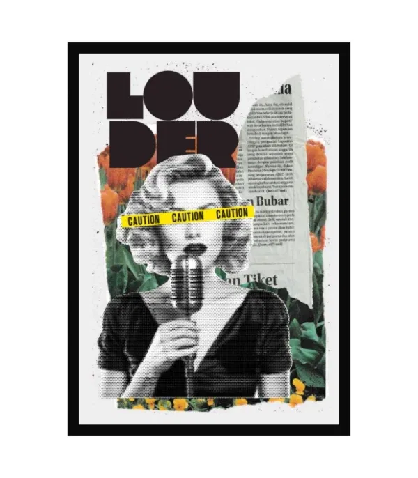 Black Modern Grunge Collage Typography Framed Art Print – Best in Class Frames