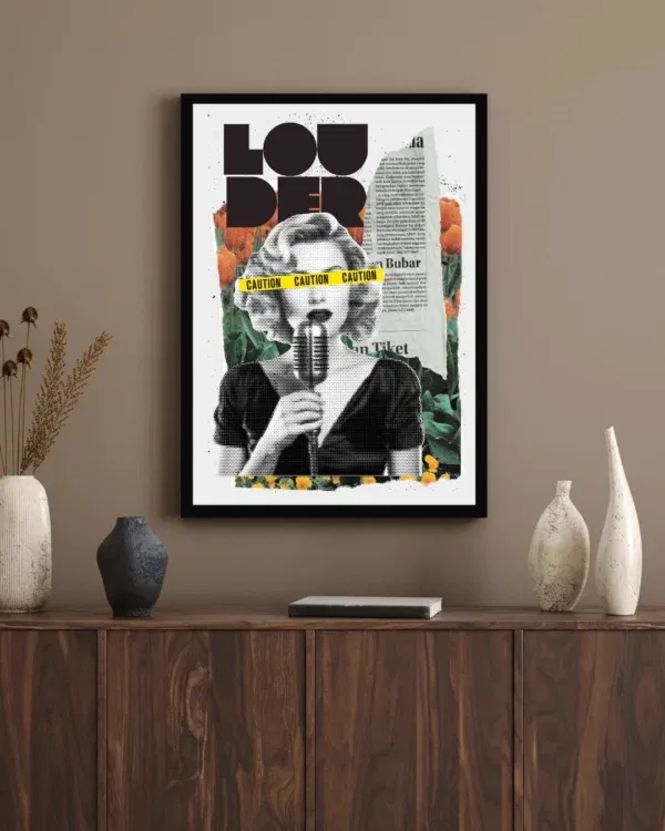 Black Modern Grunge Collage Typography Framed Art Print – Best in Class Frames