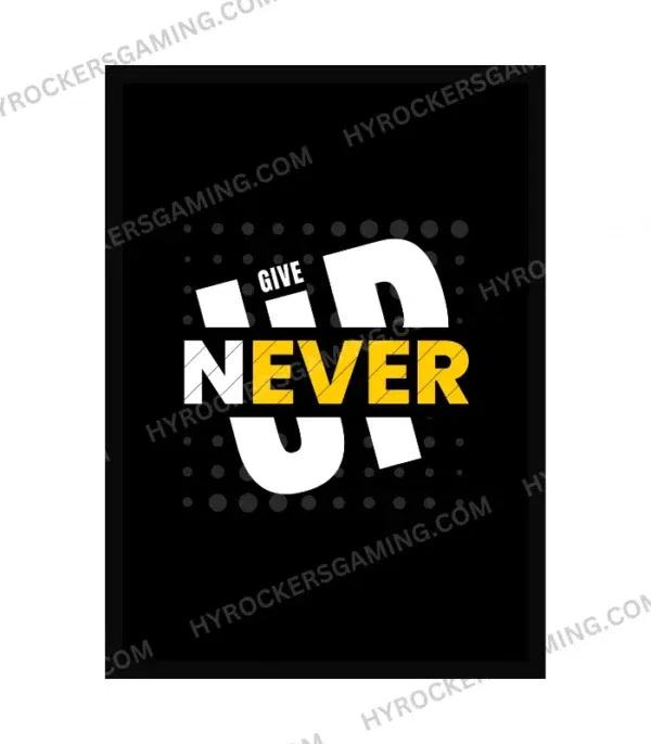 A4 Motivational Wall Frame – "Never Give Up" Inspirational Quote Art Print for Home, Office, Study or Gym Decor